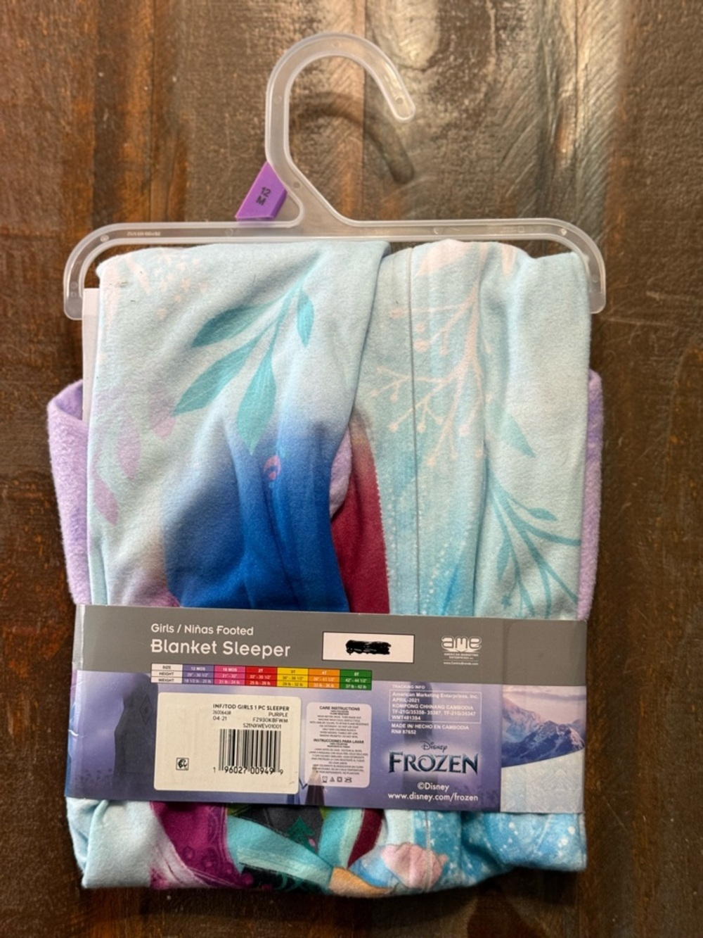 Disney Frozen Girls Footed Blanket Pajamas Size 12M NWT - Picture 2 of 2